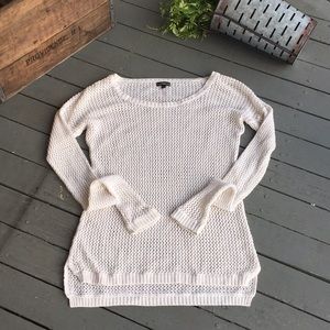 Cream With Gold Threads Cable Knit Sweater